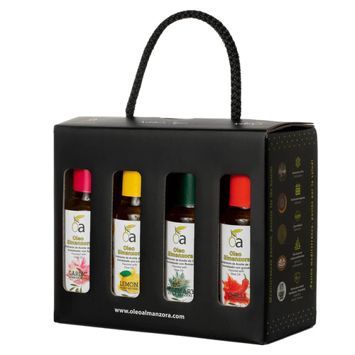 Coffret de 4 Huiles d’olive Extra vierges aromatisées - Nature Conexión